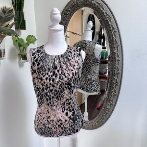 Calvin Klein Leopard Print Sleeveless Blouse - Size XS